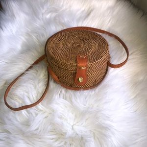 Rattan crossbody purse